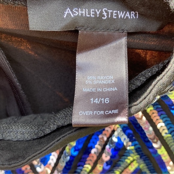 Ashley Stewart Black Long Sleeve with Blue Sequin Design 14/16 - Picture 4 of 8